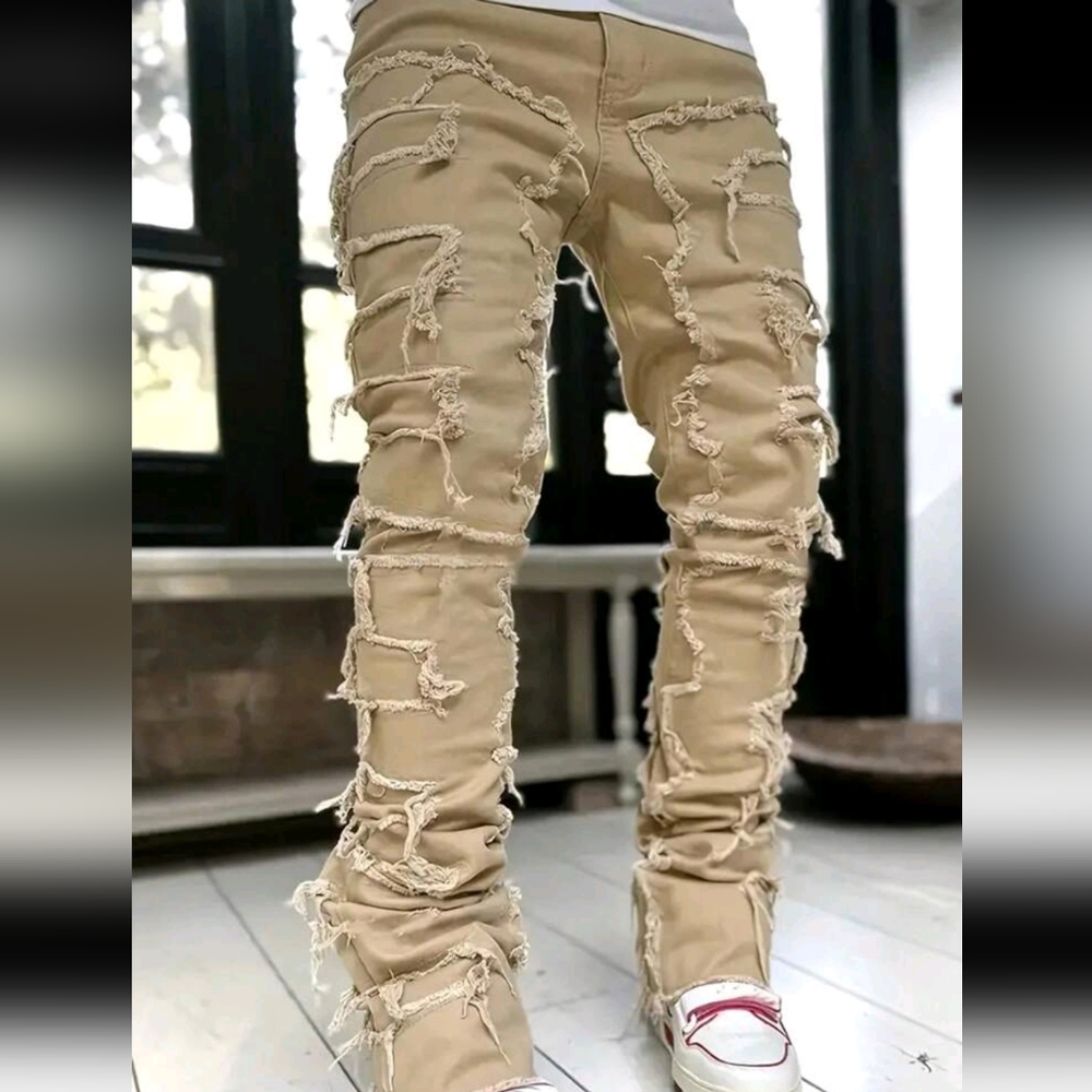 Men Frayed Skinny Jeans - Picture 1 of 5